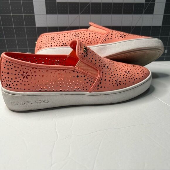 Michael Michael Kors Women’s Kane Perforated SlipOn Sneakers Coral Orange Size 7 - Picture 7 of 13